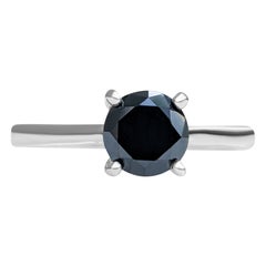 $1 No Reserve!  -  1.05 Carat Fancy Black Diamond - 14 kt. White gold - Ring