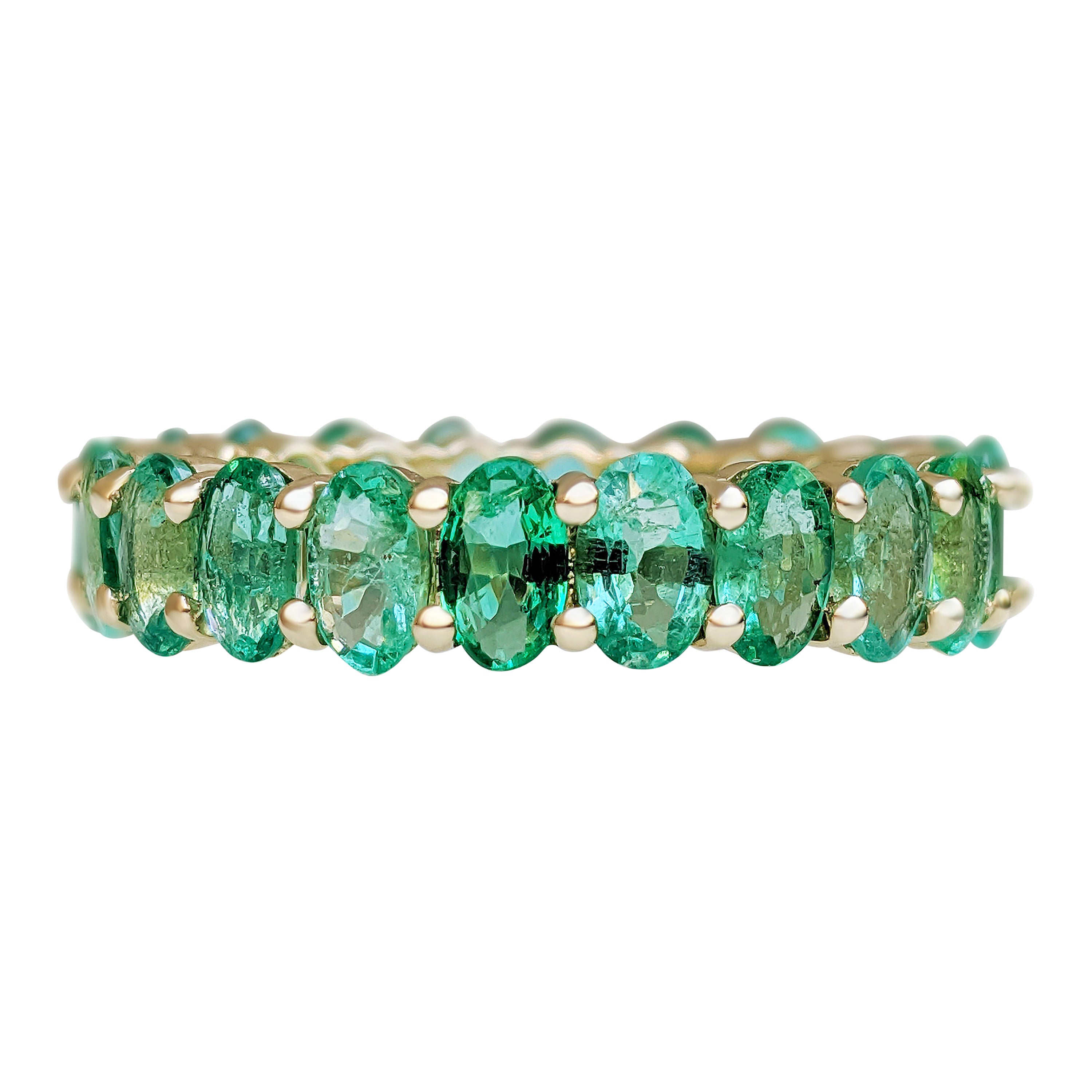 $1 NO RESERVE!   4.38cttw Natural Emeralds Eternity Band - 14k Yellow Gold