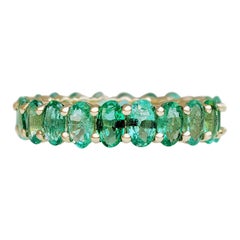 $1 NO RESERVE!   4.38cttw Natural Emeralds Eternity Band - 14k Yellow Gold