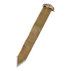 Flexible Italian Gold and Diamond Belt Bracelet