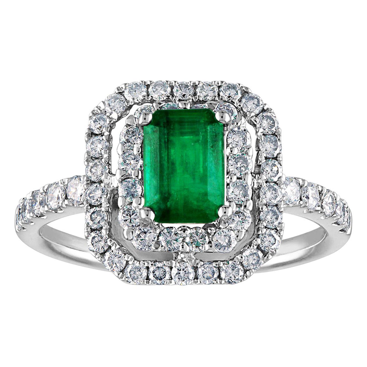 AGL Certified 0.80 Carat Emerald Diamond Gold Ring For Sale
