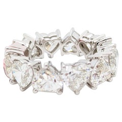 GIA White Diamond Heart Shape Eternity Band Ring in 18K White Gold