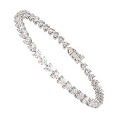 Alexander 8.09 D-F Heart Shape Diamond Tennis Bracelet 18-Karat White Gold