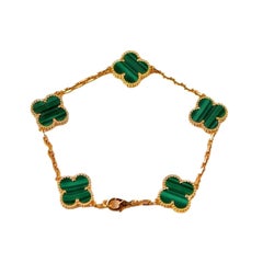 Van Cleef & Arpels Vintage Alhambra Malachit-Armband aus Gelbgold