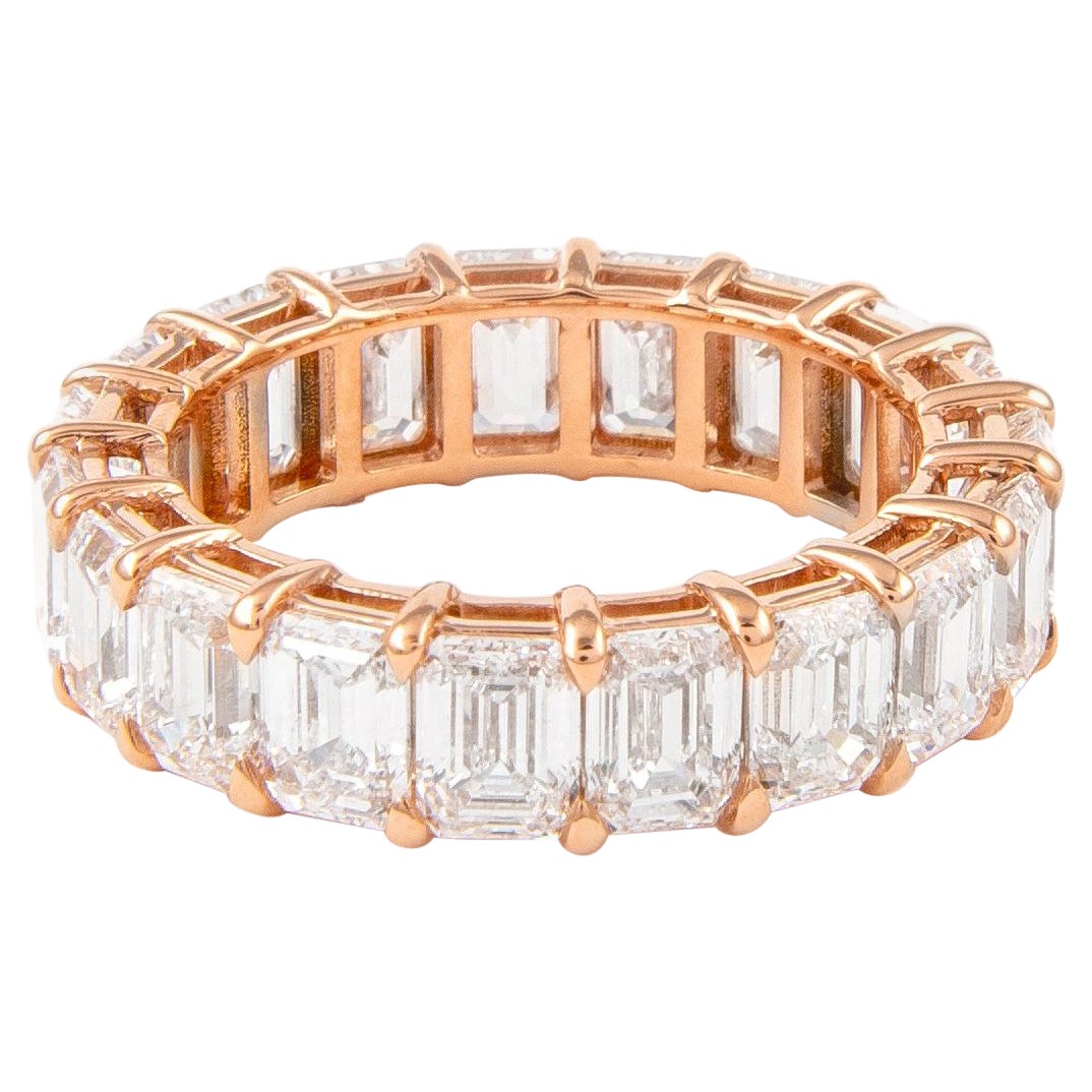 Alexander 8,08ct Smaragdschliff Diamant Eternity Band 18k Rose Gold