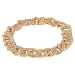 Used 4.80 Carat Diamond Cuban Link Bracelet 18 Karat Yellow Gold