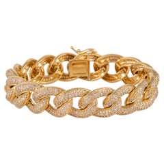 6.50 Carat Diamond Cuban Link Bracelet 18 Karat Yellow Gold