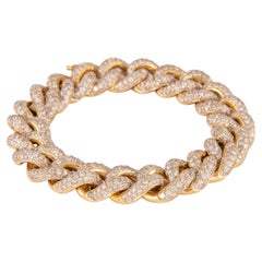 16.29 Carat Diamond Cuban Link Bracelet 18 Karat Yellow Gold