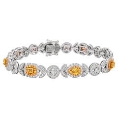 Bracelet en or blanc et jaune 18 carats avec 4,62 diamants et diamants jaunes