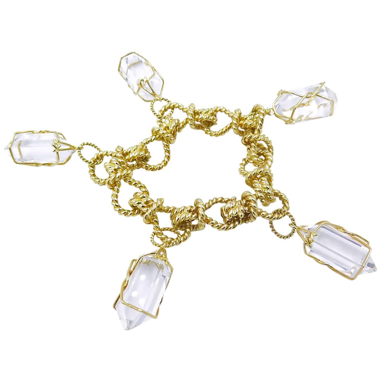 Verdura Rock Crystal Gold Herkimer Bracelet