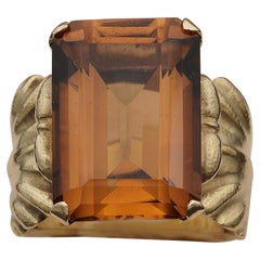 Retro Estate 15.0 Ct Madeira Citrine Artwork 18 KT ring