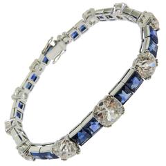 Sapphire Diamond Platinum Bracelet