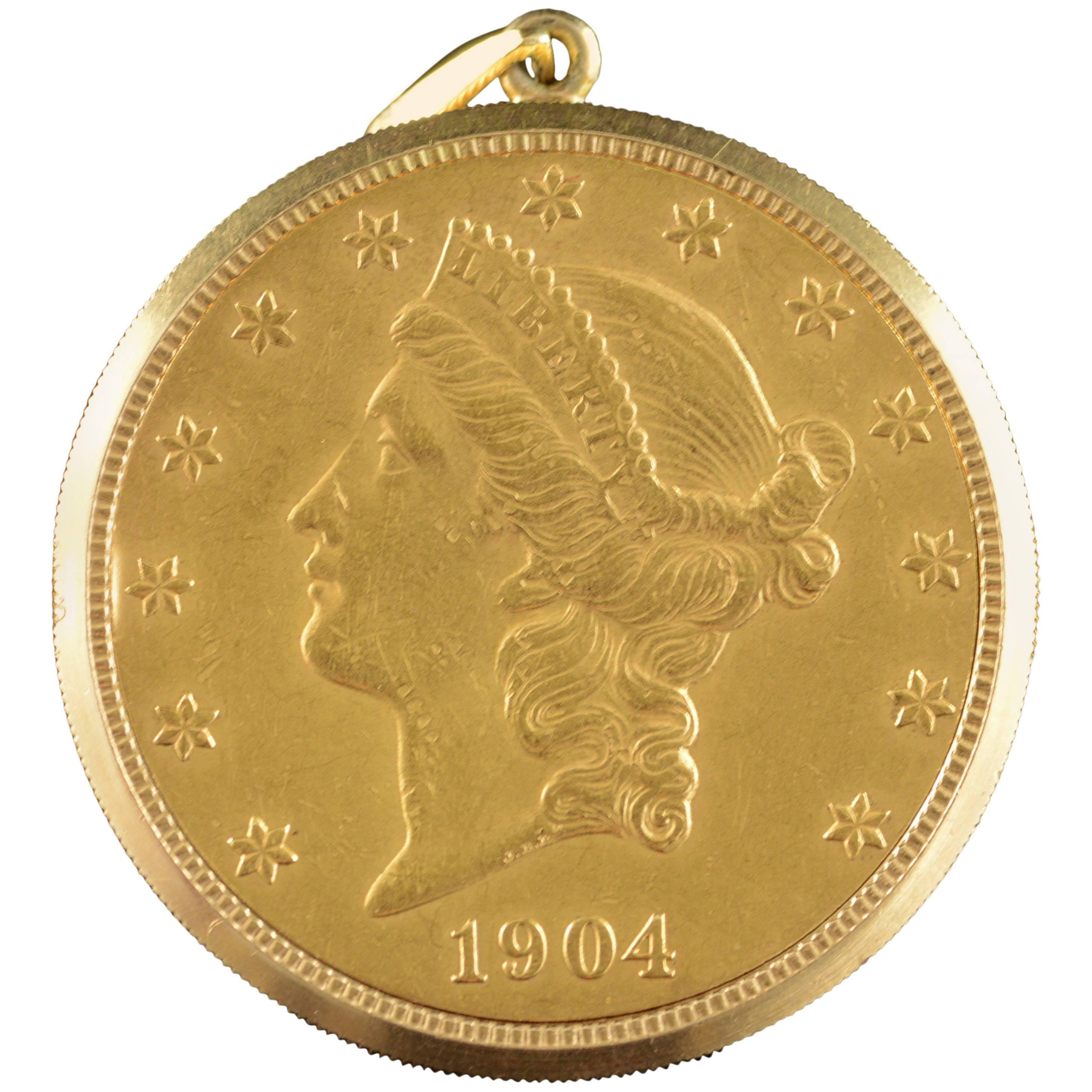  Eska $20 US Gold Liberty Hidden Pocket Watch