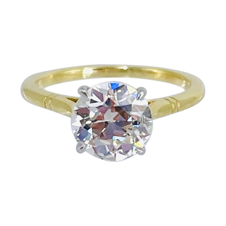 J. Birnbach 1.79 carat Antique European Cut Diamond Solitaire Engagement Ring For Sale