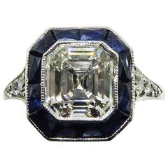 Antique Sapphire Diamond Platinum Engagement Ring