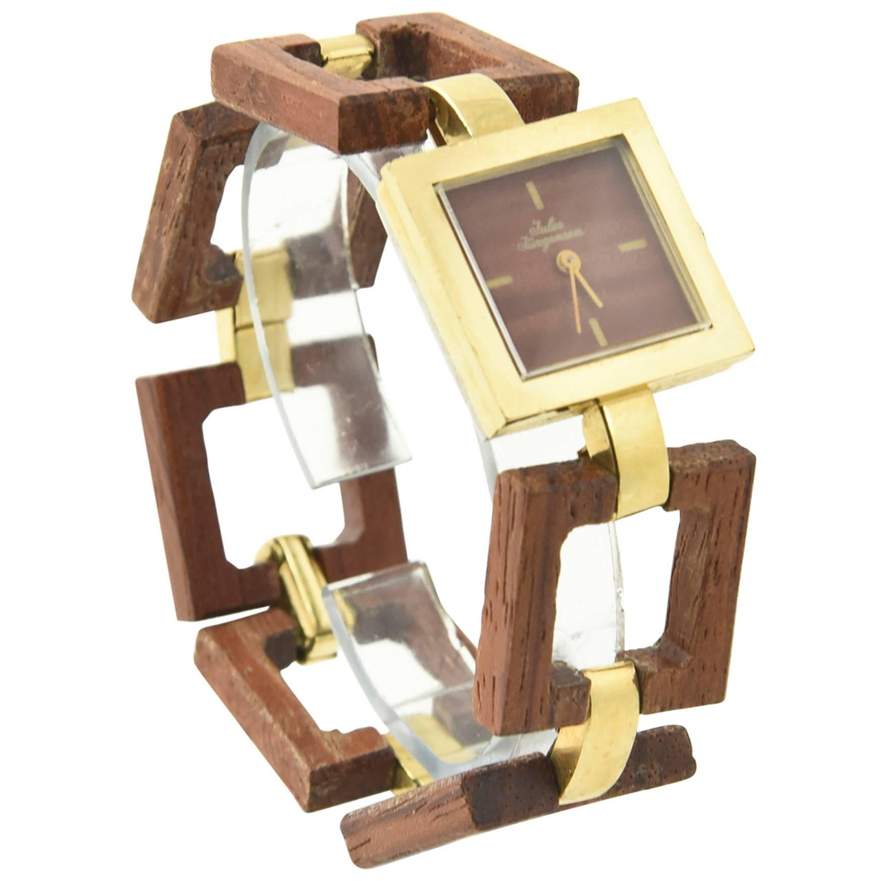 Jules Jurgensen Ladies Gold Plate Wood mechanical Wristwatch