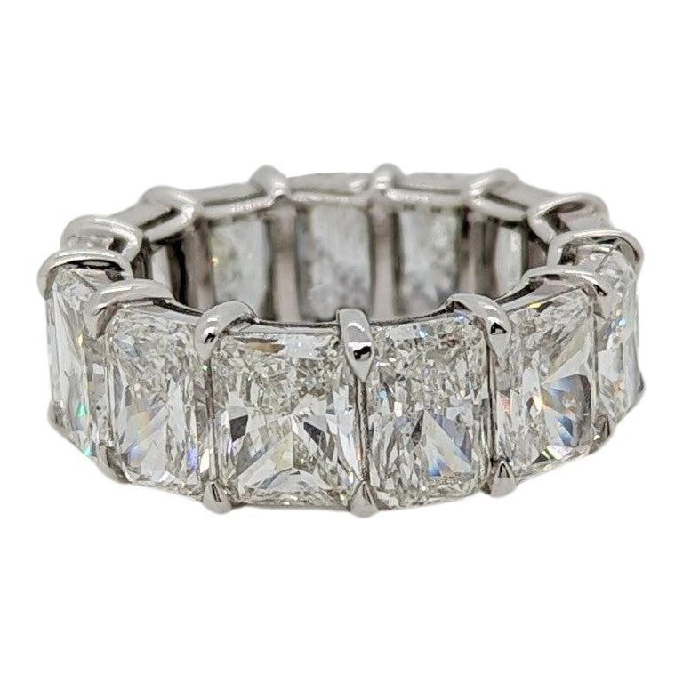 GIA White Diamond Radiant Eternity Band Ring in Platinum For Sale