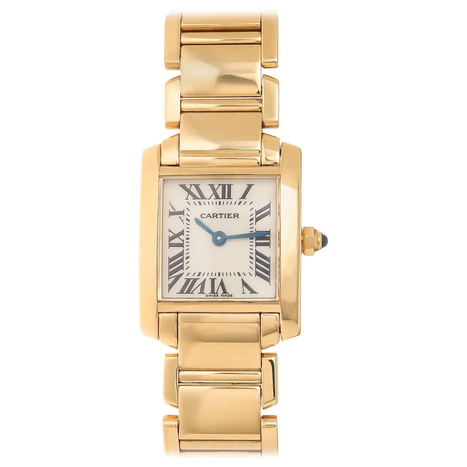 Cartier Ladies Yellow Gold Tank Francaise Quartz Wristwatch