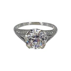 2.58 carat Antique European Cut Diamond in Original Art Deco Filigree Ring