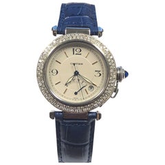 Cartier Pasha Automatik-Uhr aus Stahl und Diamant-Lünette mit Gangreserve