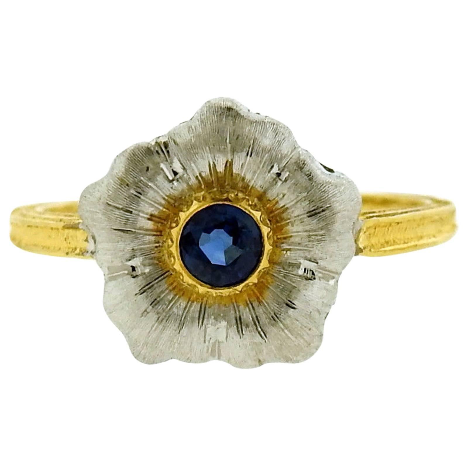 Buccellati Sapphire Gold Flower Ring