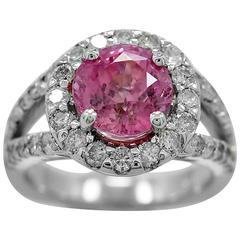 3.65 Carat Sapphire Diamond Gold Engagement Ring