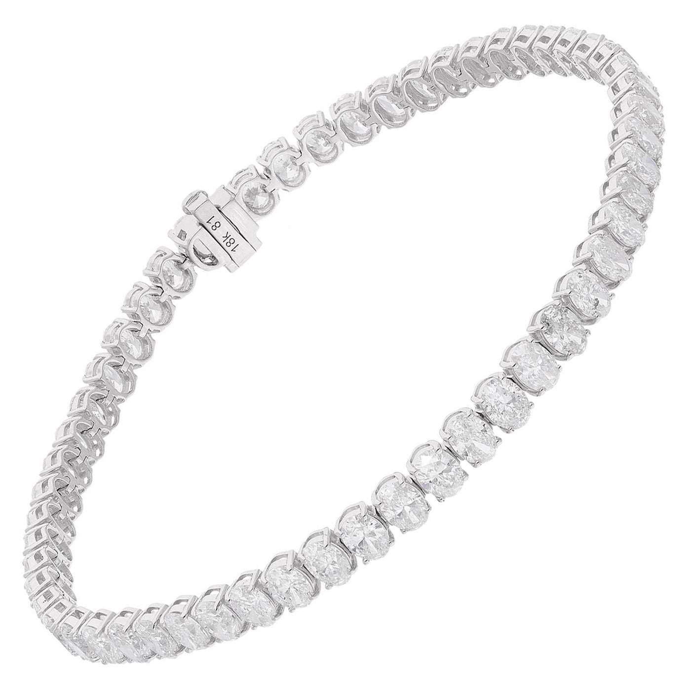 Natural 7.48 Carat Diamond Tennis Bracelet 18 Karat White Gold Handmade Jewelry For Sale