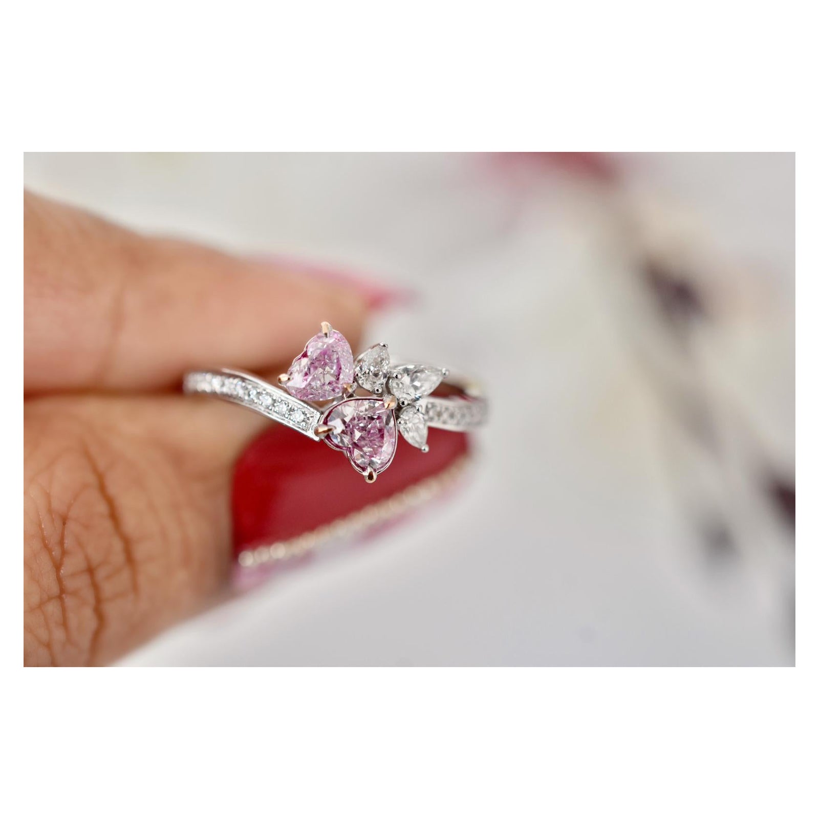 0.55 Carat Faint Pink Diamond Cocktail Ring GIA Certified For Sale