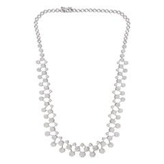 Natural Diamond Pave Geometric Style Charm Necklace 14 Karat White Gold Jewelry