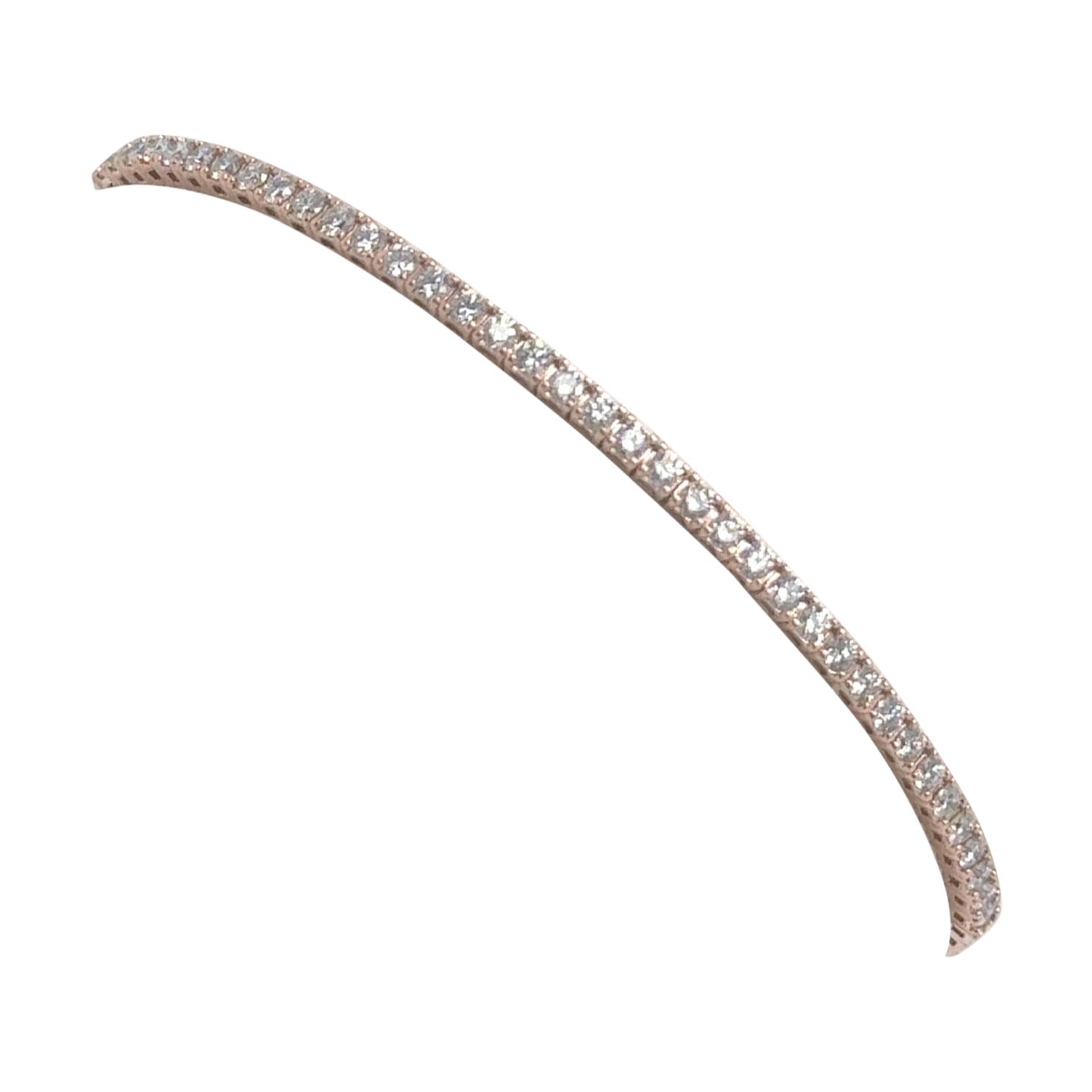 14K Rose Gold Flexible Diamond Bangle Bracelet For Sale at 1stDibs