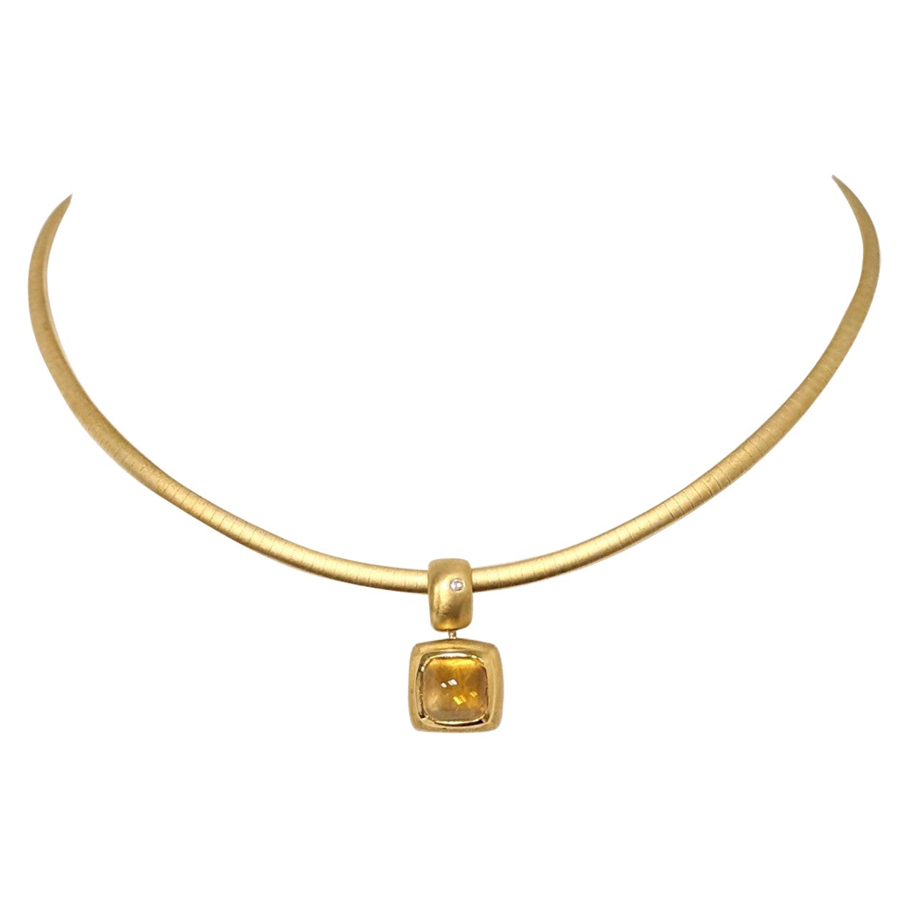 Estate H. Stern Citrine and White Diamond Pendant Necklace in 18K Yellow Gold