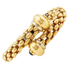 Vintage Fope Italy Sapphire 18k Two Tone Gold Novecento Mesh Wrap Bracelet