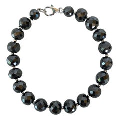 Marina J. Men's Bracelet with Black Spinel & Faceted Silver Rhodium Beads