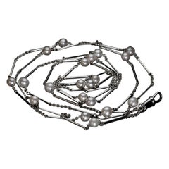 Collier vintage en or blanc et perles Art déco français