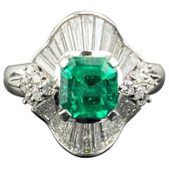 Certified 1.18 Carat Colombian Emerald and Diamond Cocktail Engagement Ring