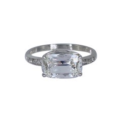 J. Birnbach 1.71 carat GIA GVS2 East West Cushion Cut Diamond Art Deco  Ring