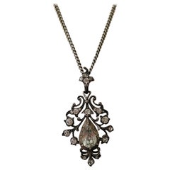 Antique Silver Paste Drop pendant necklace