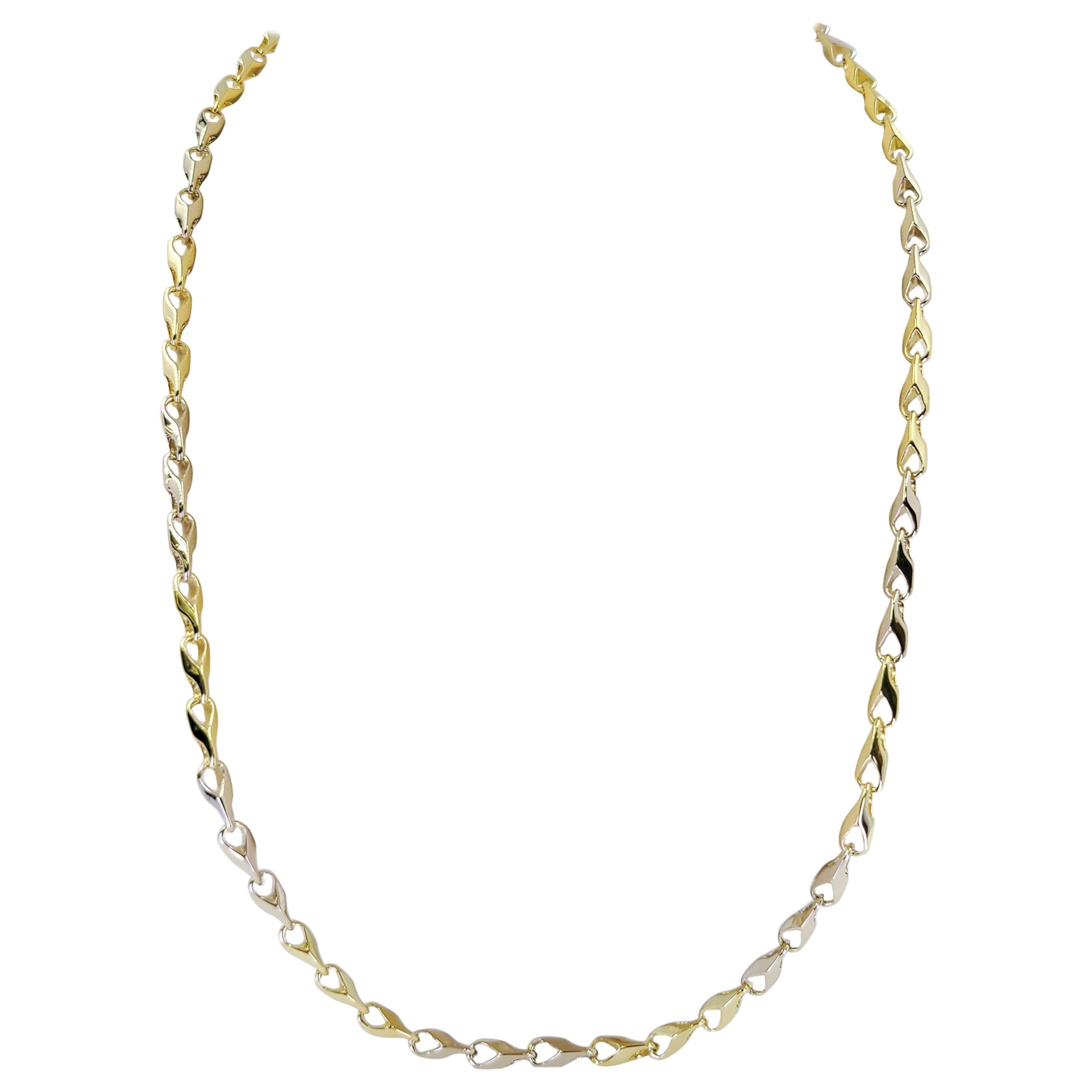 Two Tone Polished Gold Chain For Sale