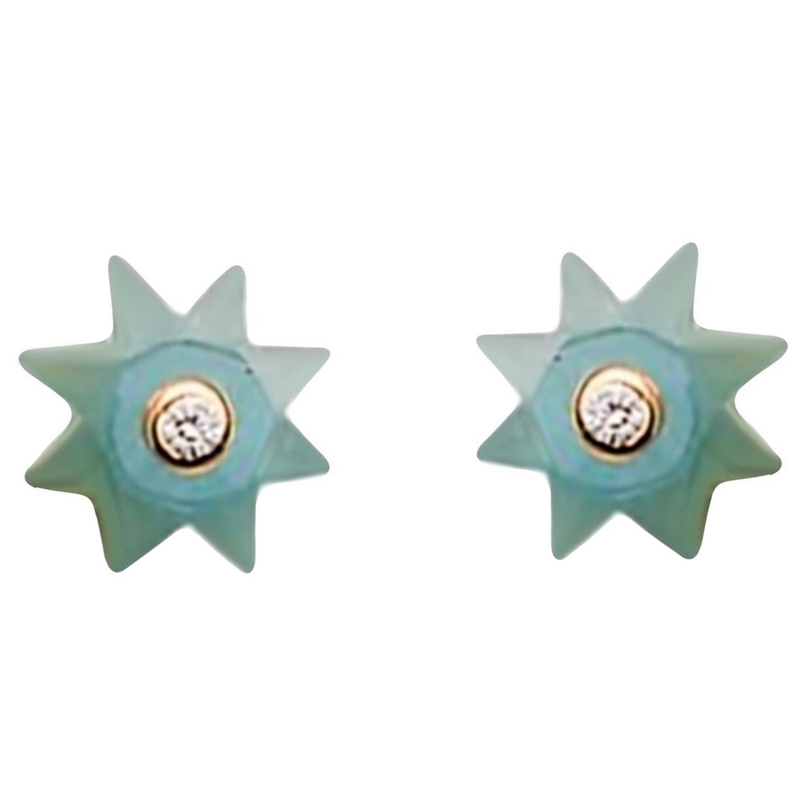 Remembrance Aquamarine and Diamond Sun Earrings For Sale