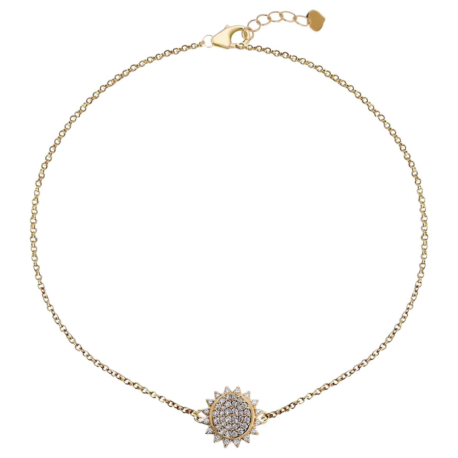 Memento Half Gold - All Diamond Sun Charm Bracelet For Sale