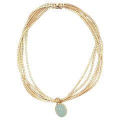 Aquamarine 18K Yellow Gold Pendant / Necklace