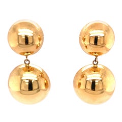 18K Yellow Gold Dangling Dome Earrings