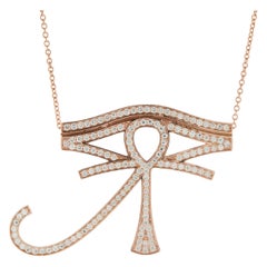 14 Karat Rose Gold Champagne Diamond Eye of RA Necklace