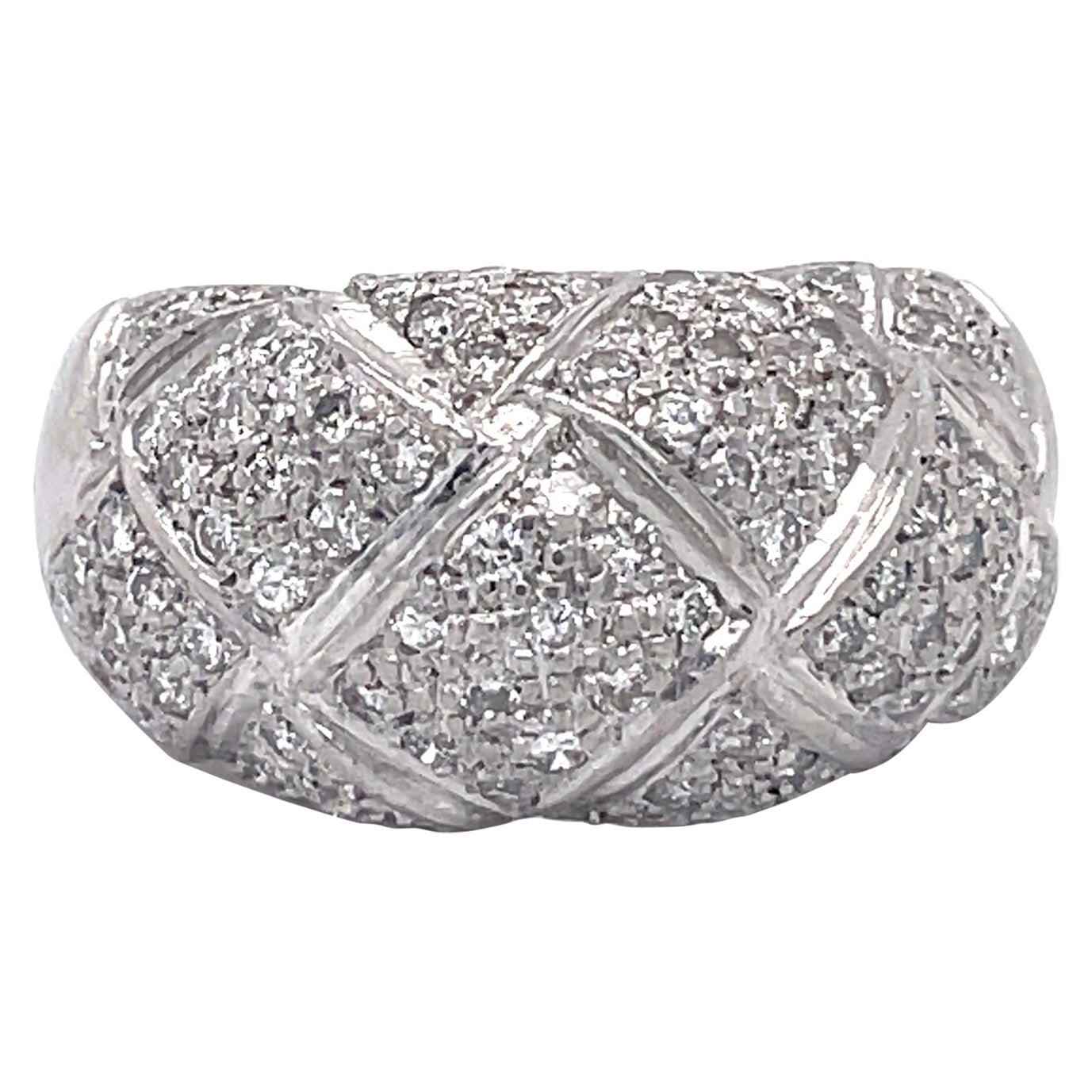 Vintage Platin 900 Dome Ring - 1CT runder natürlicher Diamant, Diamant Cluster Ring