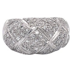 Vintage Platinum 900 Dome Ring - 1CT Round Natural Diamond, Diamond Cluster Ring