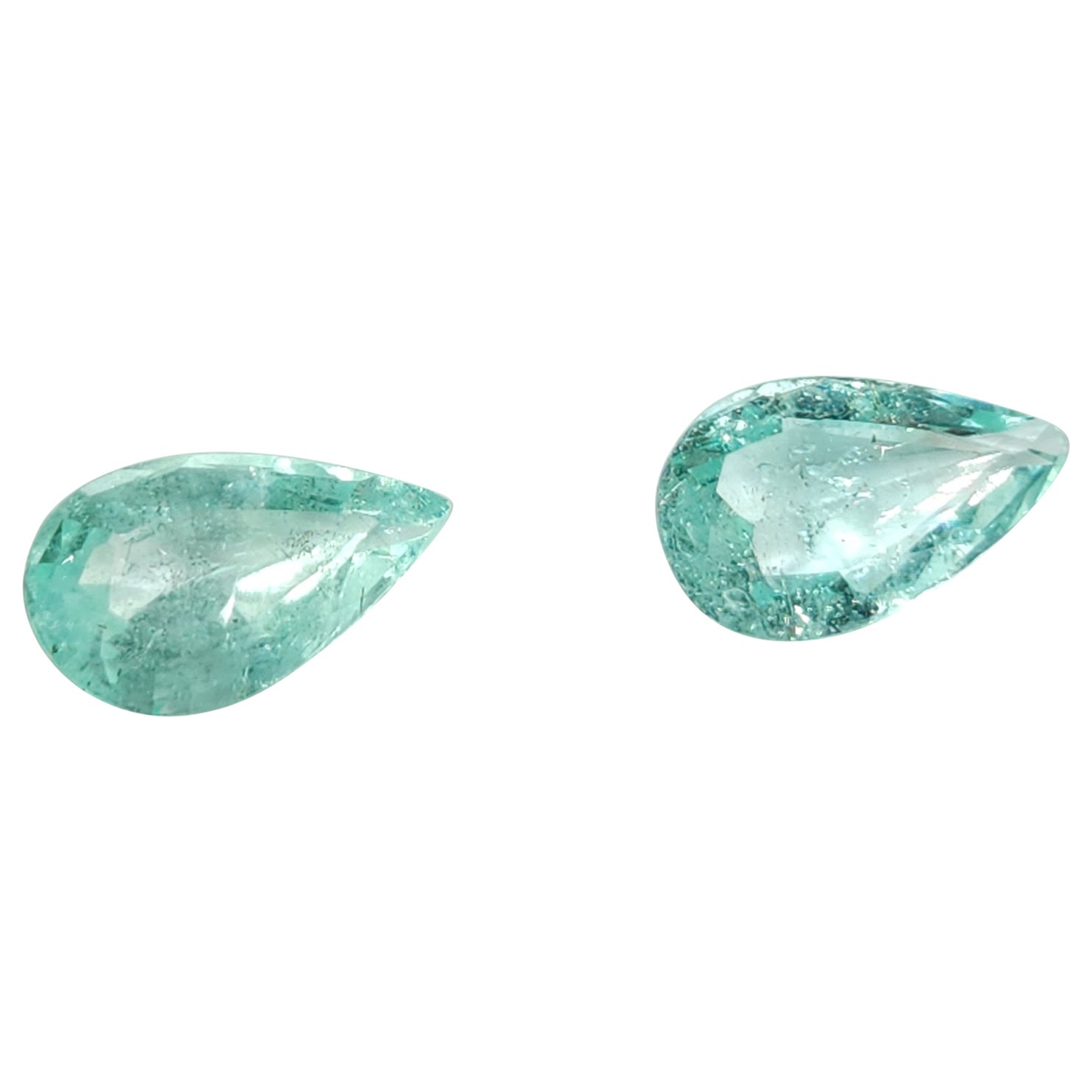 1.58Ct Natural Loose Emerald Pear Shape 2 Pcs For Sale