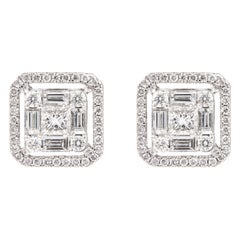 Alexander 1.29ct Illusion Set Diamond Stud Earrings with Halo 18k White Gold