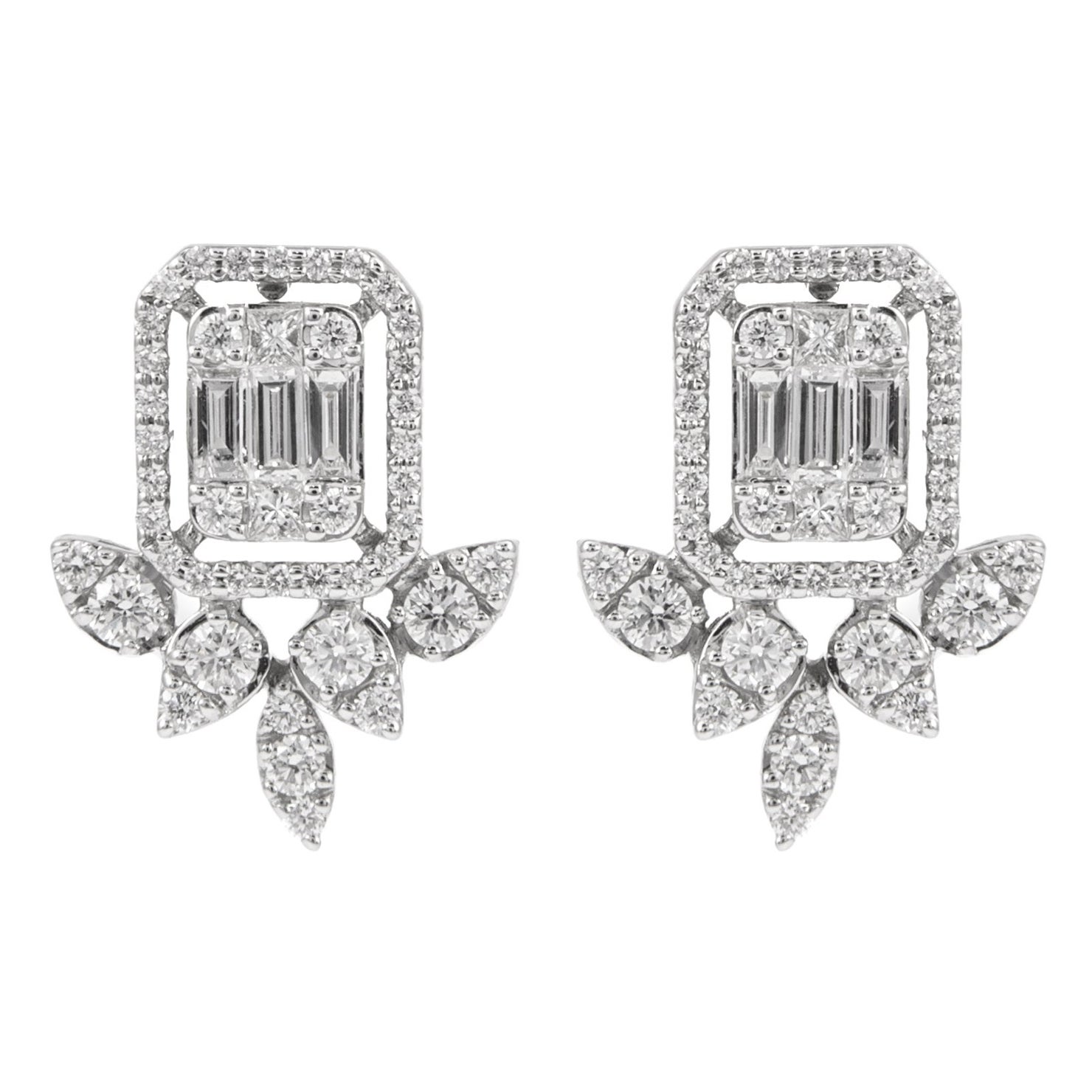 Alexander 1.23ct Illusion Set Diamond Stud Earrings with Halo 18k White Gold