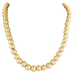 Vintage 14k Yellow Gold 9mm Beaded Necklace