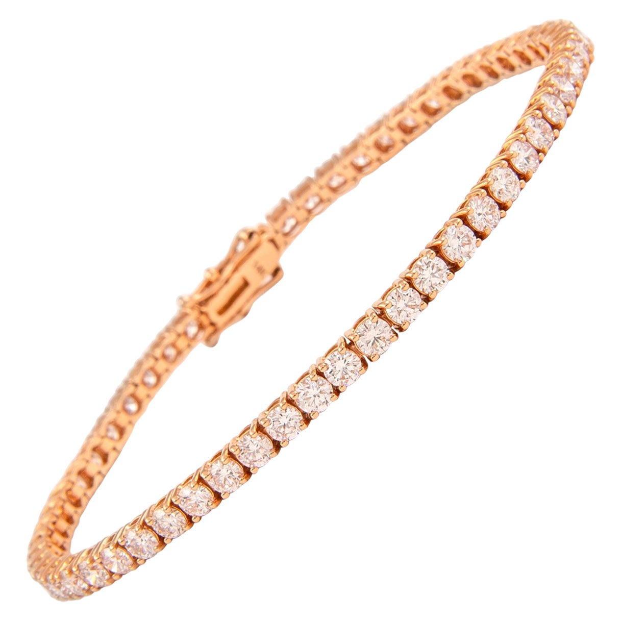 Alexander 5.62 Carat Diamond Tennis Bracelet 14-Karat Rose Gold For Sale